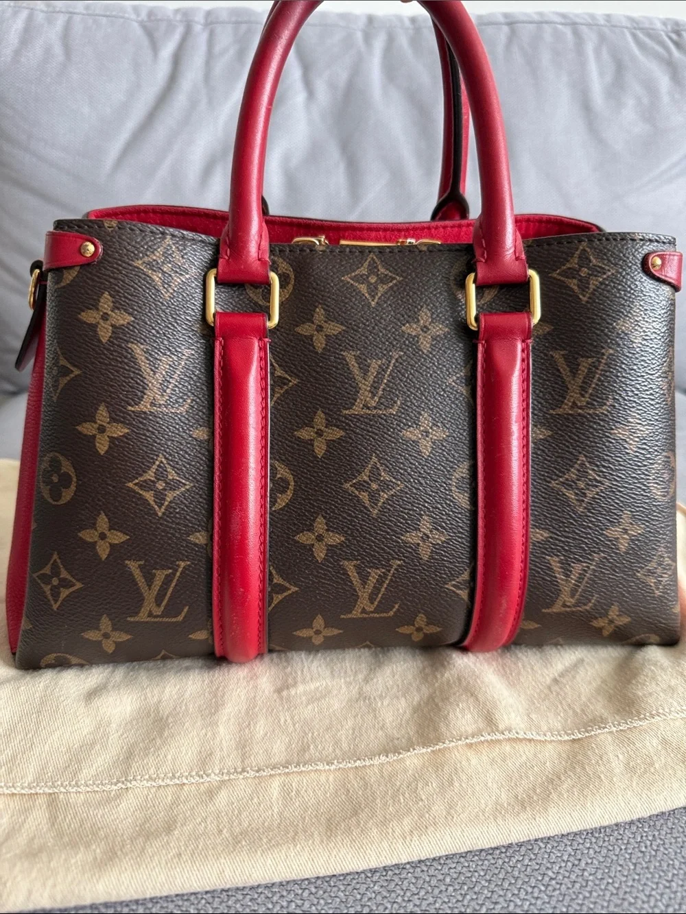 Louis Vuitton Small Soufflot Tote Monogram Canvas with Leather